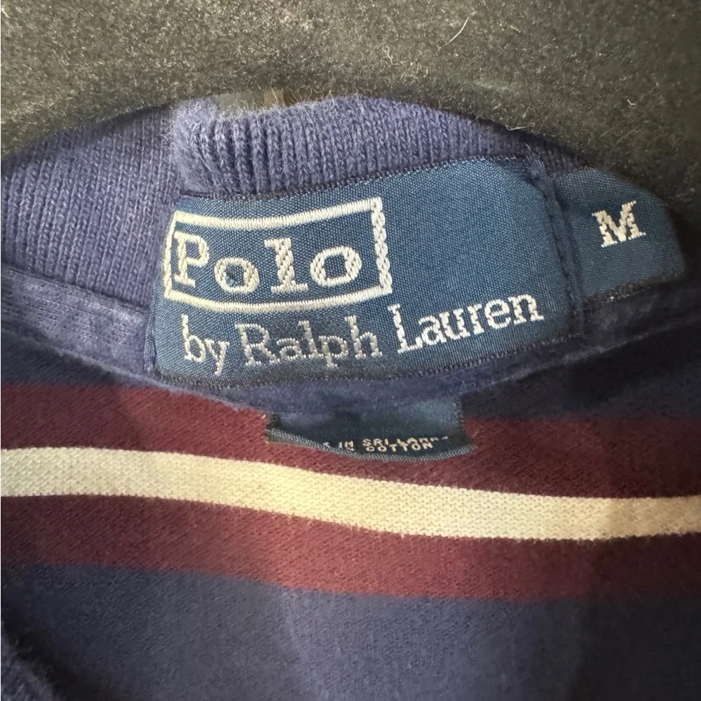Polo by Ralph Lauren Men's Blue and Red Striped Polo. Medium. Great Condition.